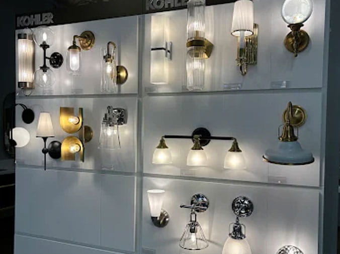 Kohler lighting displat at FACETS of Chicago Kitchen & Bath Showroom