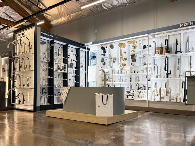 Brizo and Moen faucets at FACETS of Chicago Kitchen & Bath Showroom