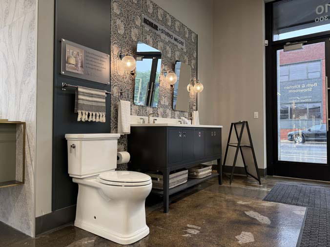 Toilet and vanity at Facets of Chicago Showroom